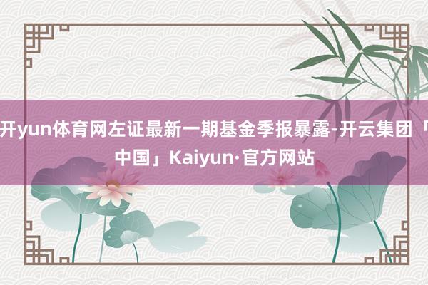 开yun体育网左证最新一期基金季报暴露-开云集团「中国」Kaiyun·官方网站