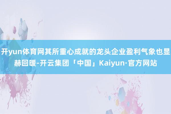 开yun体育网其所重心成就的龙头企业盈利气象也显赫回暖-开云集团「中国」Kaiyun·官方网站